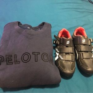Peloton shoes #40 with peloton sweat shirt size xl